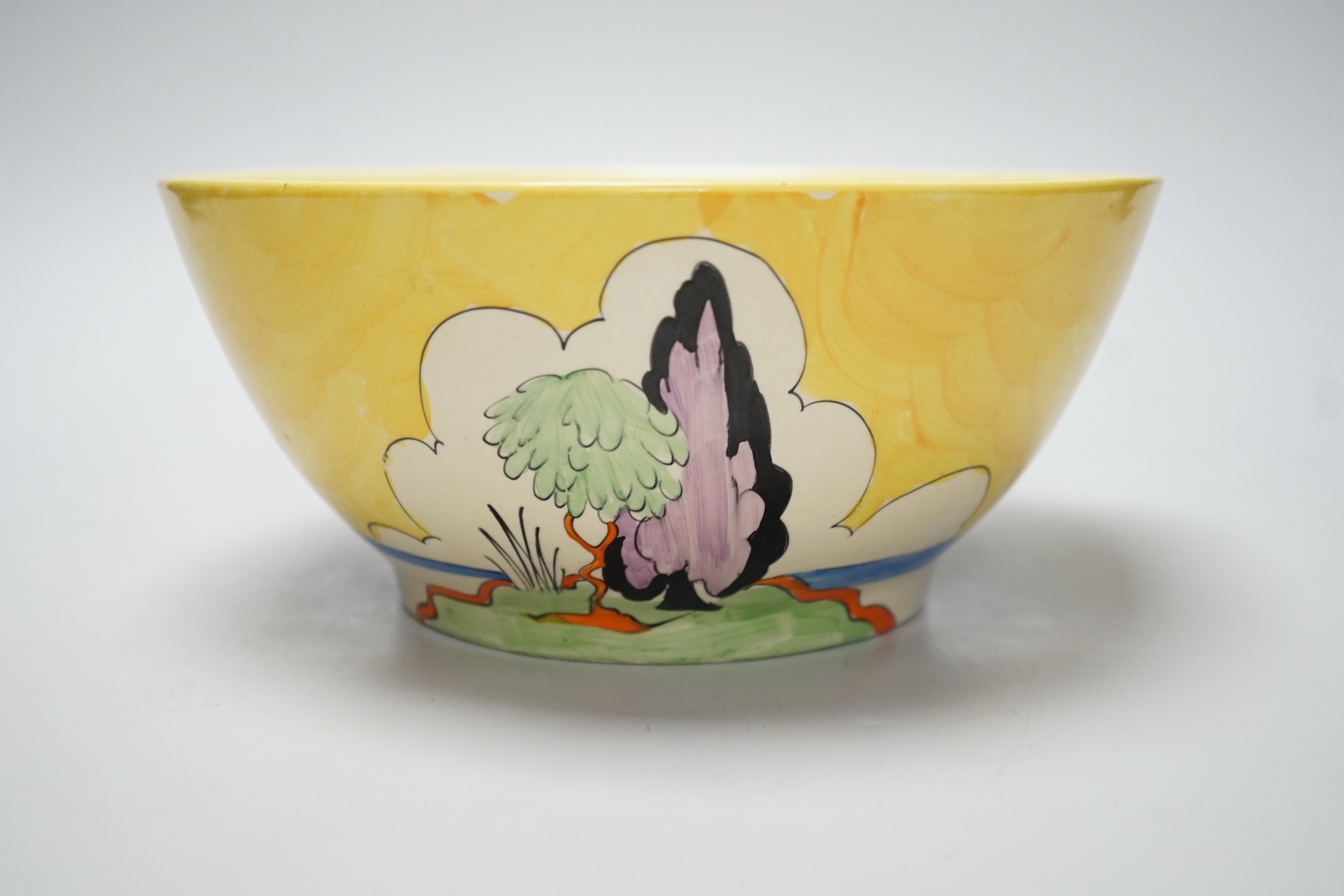 A Clarice Cliff Bizarre bowl, 22cm